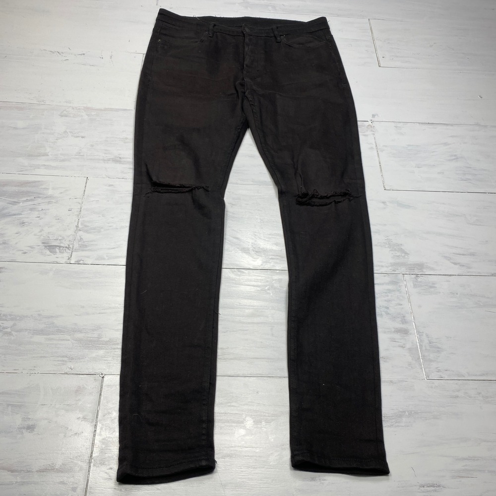 Ksubi Chitch Black Distressed Jeans Mens 36 Slim Tapered Stretch Denim Pants
